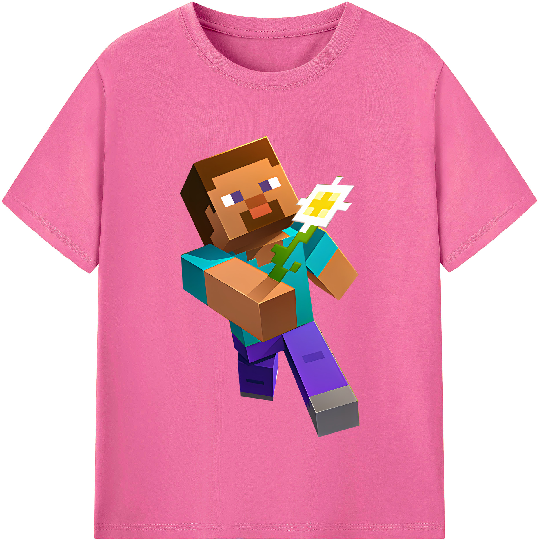 （画像用） マインクラフト ブロックの世界 Minecraft MC Block world レディースカジュアルプリントTシャツ（綿100％）